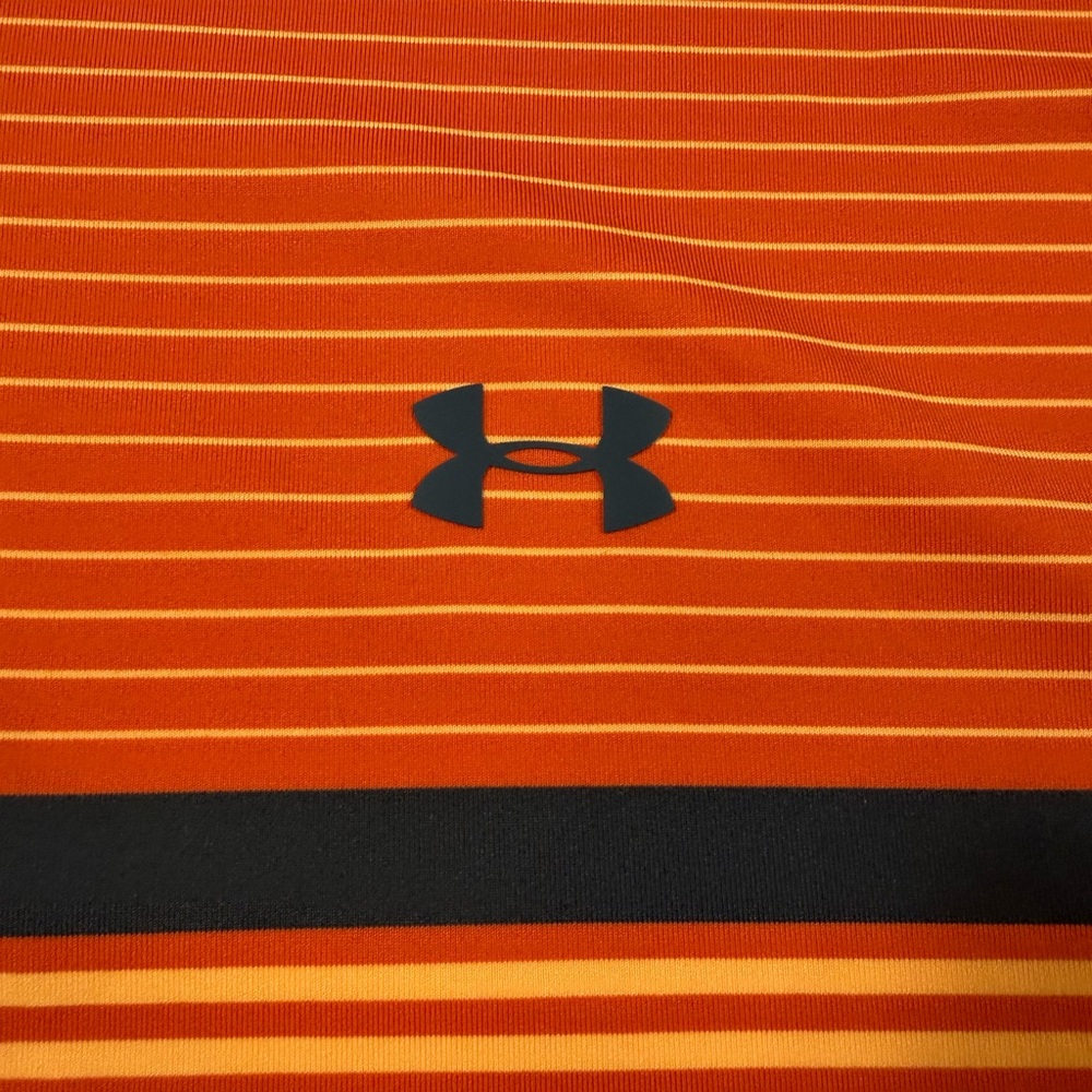Under Armour - Men's Orange Striped Polo Golf Shirt - HeatGear - Large - Picture 2 of 6